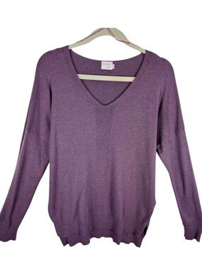 Dreamers By Debut Purple Long Sleeve V-Neck Soft Stretchy Pullover Sweater Sz L